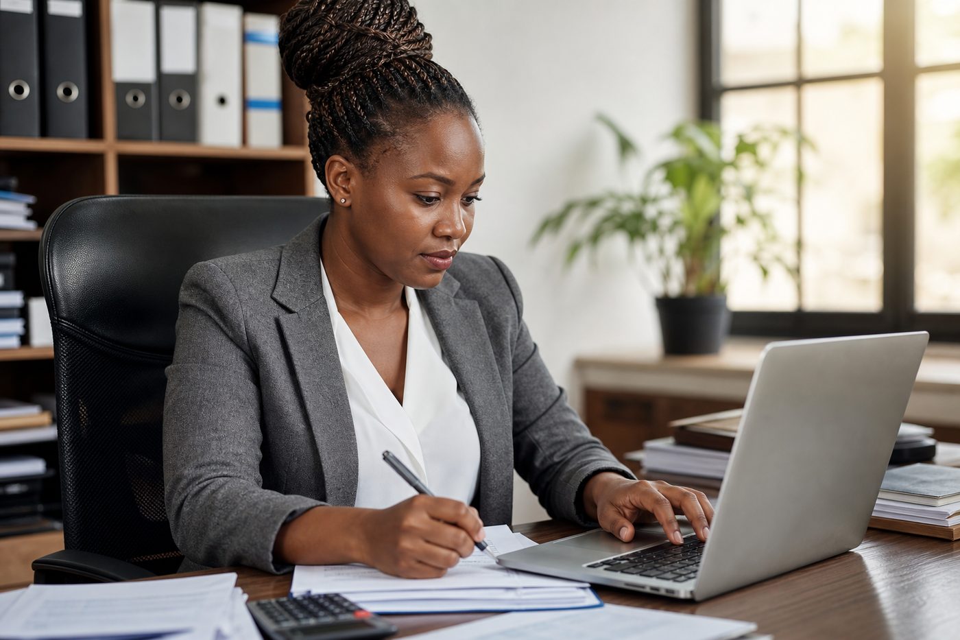 Finance professional managing accounts with Kuza ERP
