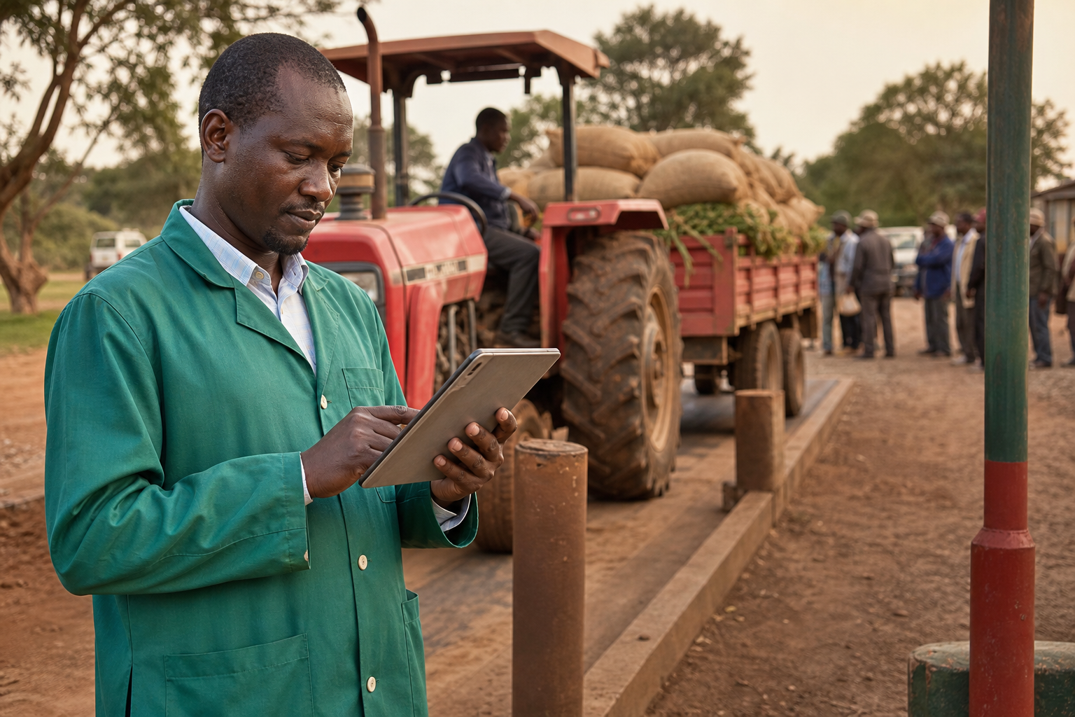 Weighbridge operator recording produce intake
