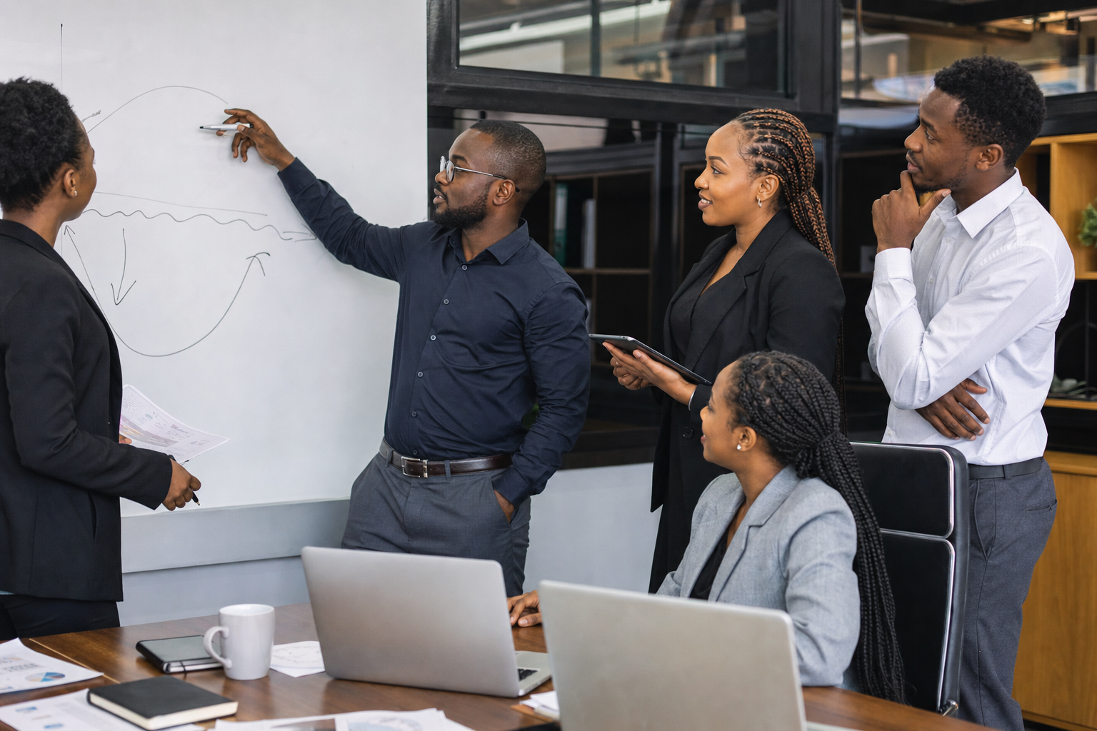 Kenyan business team using Crm software — Kuza ERP